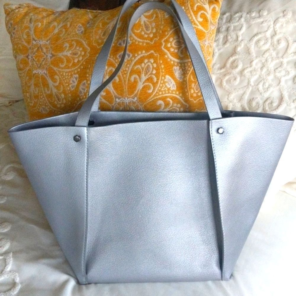 Neiman Marcus Shimmery Silver Tote
